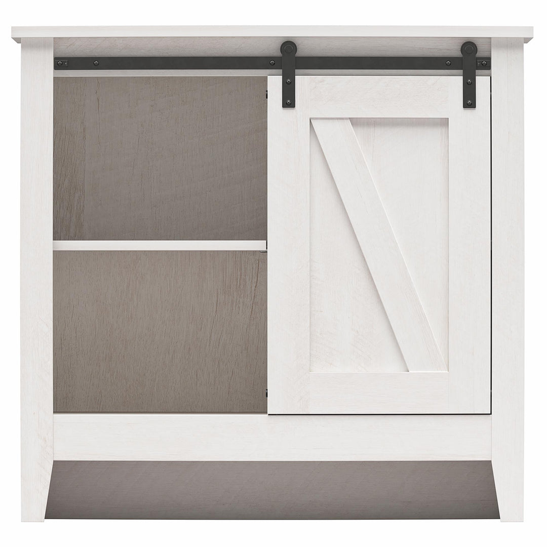 Alton Nightstand with Sliding Barn Door and 4 Shelves - Magnolia Oak