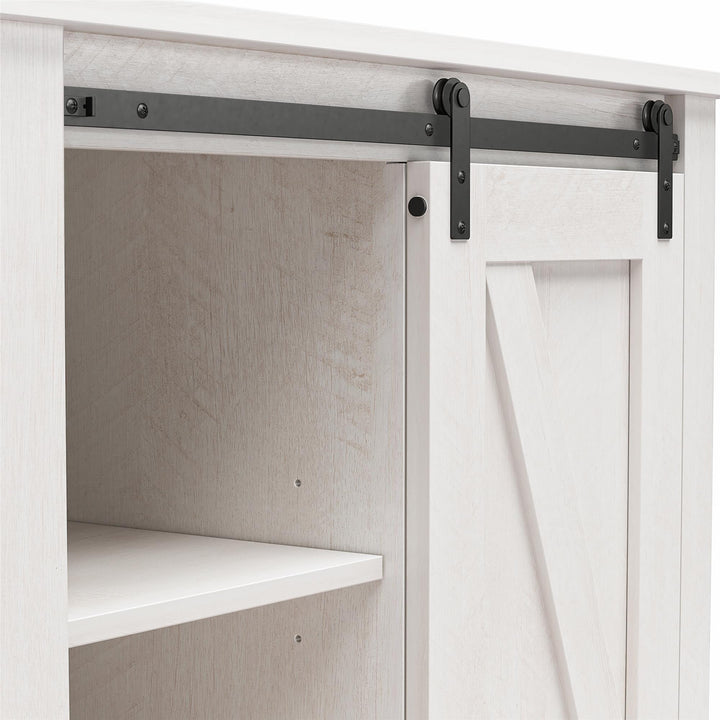 Alton Nightstand with Sliding Barn Door and 4 Shelves - Magnolia Oak