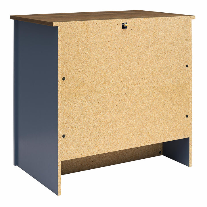 Alton Nightstand with Sliding Barn Door and 4 Shelves - Stone Blue/Rustic Walnut