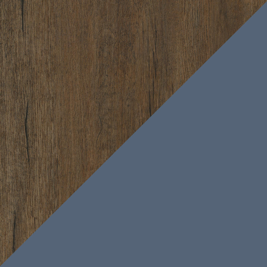 Alton Nightstand with Sliding Barn Door and 4 Shelves - Stone Blue/Rustic Walnut