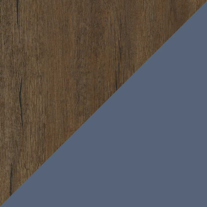 Alton Nightstand with Sliding Barn Door and 4 Shelves - Stone Blue/Rustic Walnut