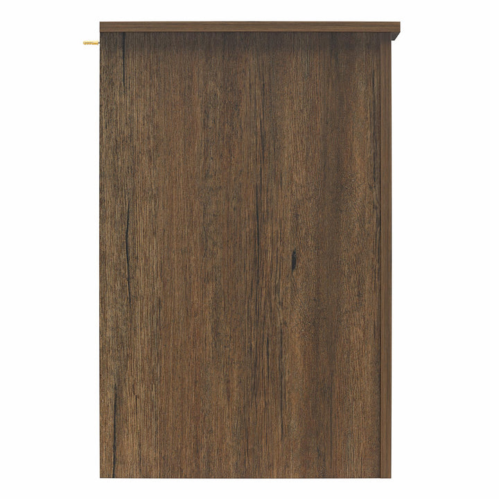 Alton Nightstand with Sliding Barn Door and 4 Shelves - Rustic Walnut