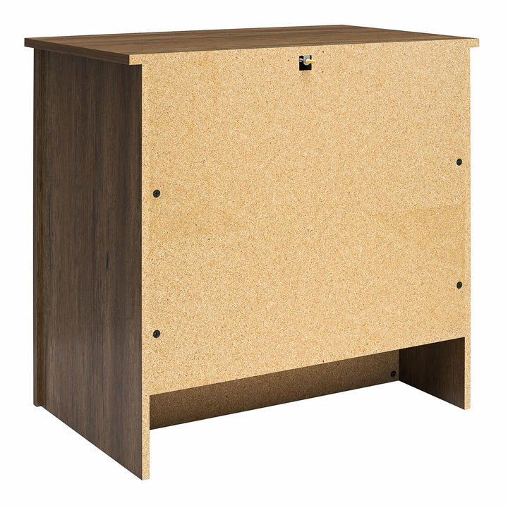 Alton Nightstand with Sliding Barn Door and 4 Shelves - Rustic Walnut