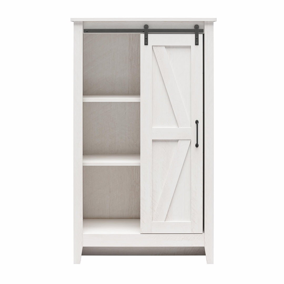 Alton Tall 5 Drawer Dresser with Sliding Barn Door and 3 Shelves - Magnolia Oak - 5 Drawer