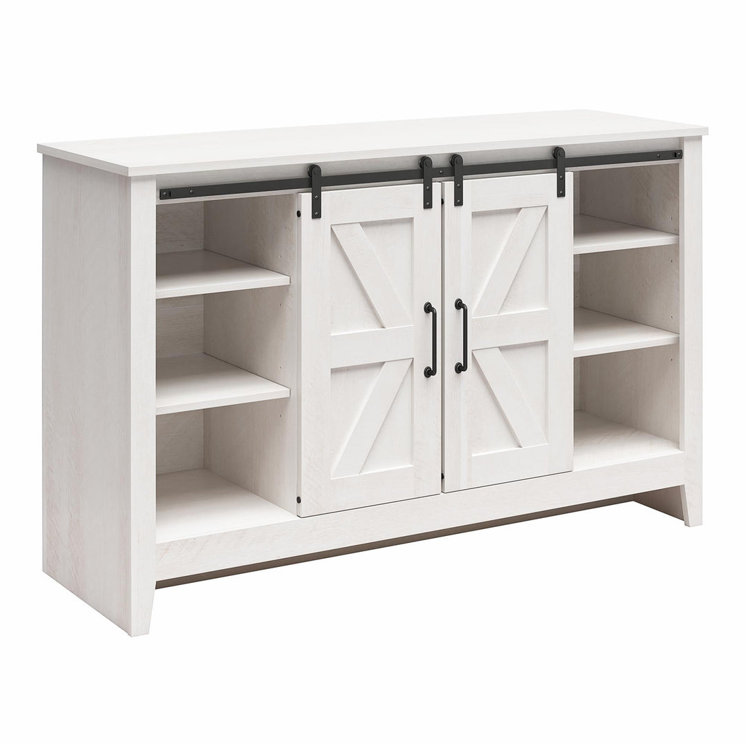 Alton 3 Drawer Dresser with 2 Sliding Barn Doors and 6 Shelves - Magnolia Oak - 3 Drawer