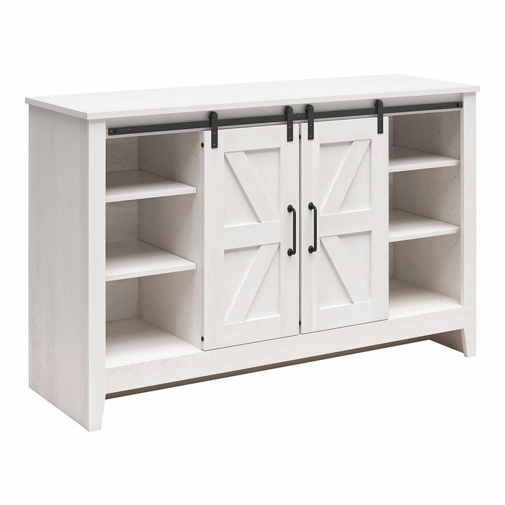 Alton 3 Drawer Dresser with 2 Sliding Barn Doors and 6 Shelves - Magnolia Oak - 3 Drawer