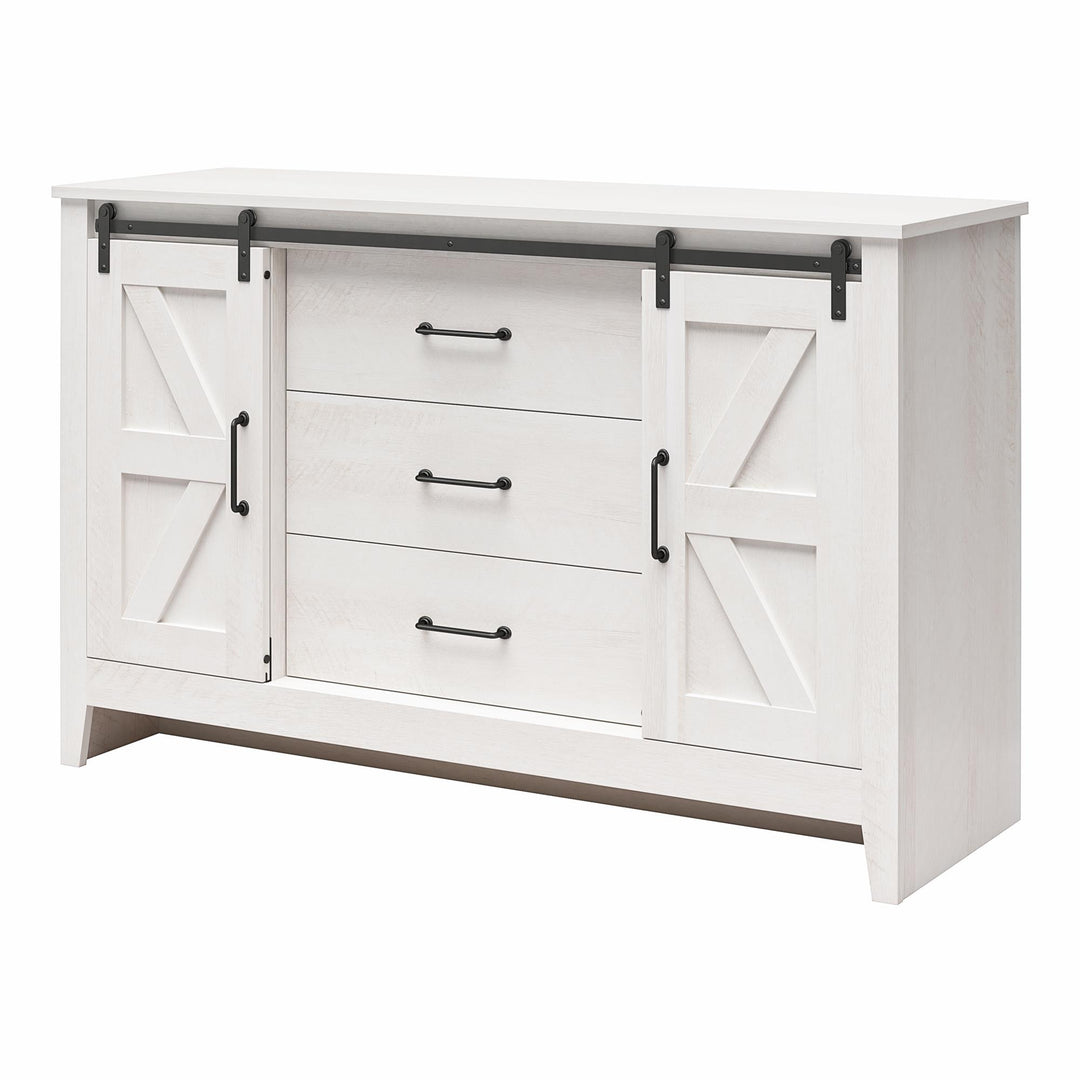Alton 3 Drawer Dresser with 2 Sliding Barn Doors and 6 Shelves - Magnolia Oak - 3 Drawer