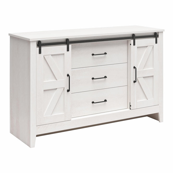 Alton 3 Drawer Dresser with 2 Sliding Barn Doors and 6 Shelves - Magnolia Oak - 3 Drawer