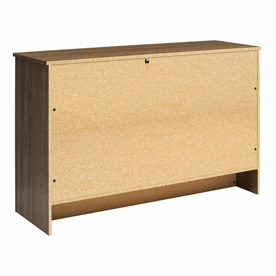 Alton 3 Drawer Dresser with 2 Sliding Barn Doors and 6 Shelves - Rustic Walnut - 3 Drawer