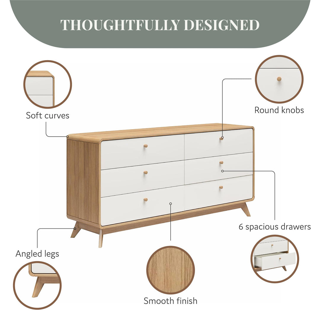 Ren Home Leva 6 Drawer Dresser - Oak