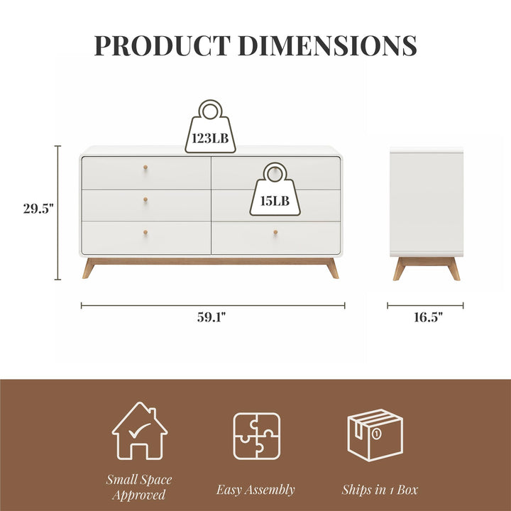 Ren Home Leva 6 Drawer Dresser - Charleswood White