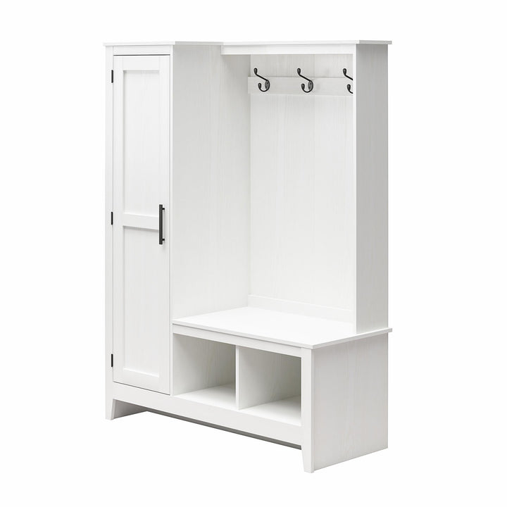 Farmhouse Entryway Hall Tree with Bench, Federal White - Federal White - 1 Door