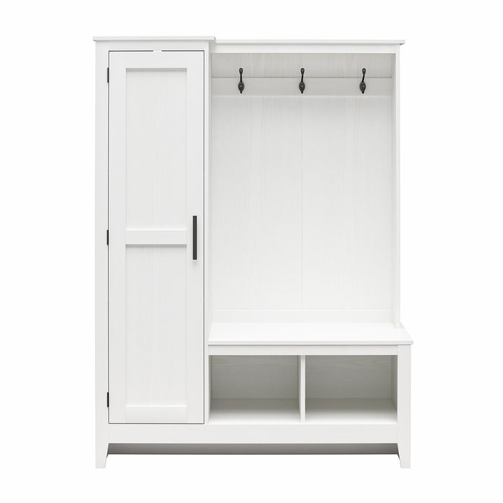 Farmhouse Entryway Hall Tree with Bench, Federal White - Federal White - 1 Door