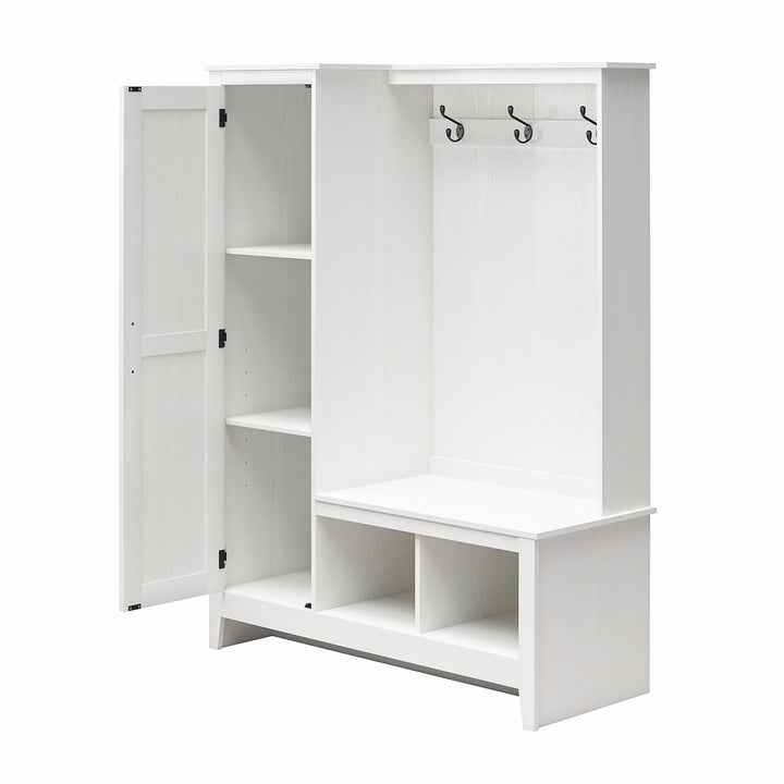 Farmhouse Entryway Hall Tree with Bench, Federal White - Federal White - 1 Door