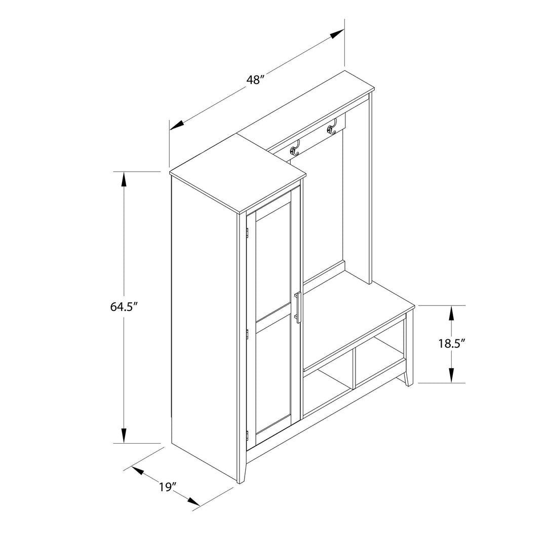 Farmhouse Entryway Hall Tree with Bench, Federal White - Federal White - 1 Door