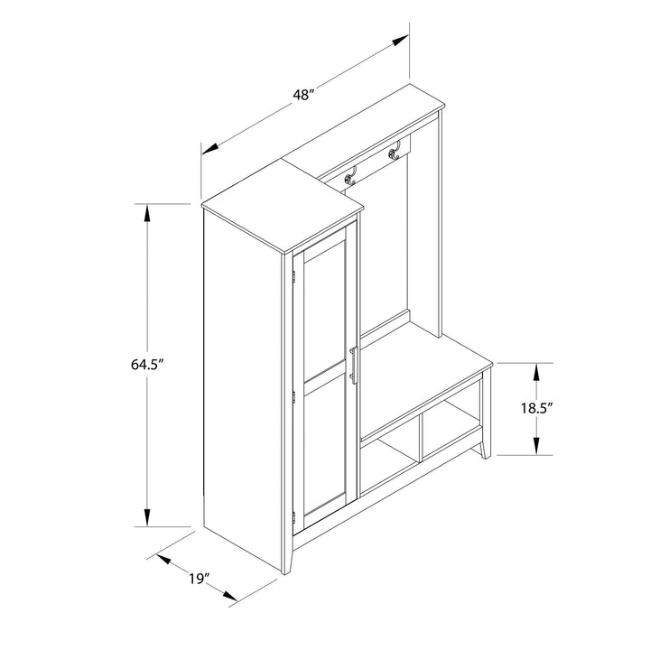 Farmhouse Entryway Hall Tree with Bench, Federal White - Federal White - 1 Door