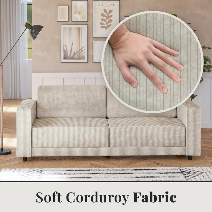 Allie Corduroy Futon Sofa Bed - Ivory Corduroy - 3-Seater