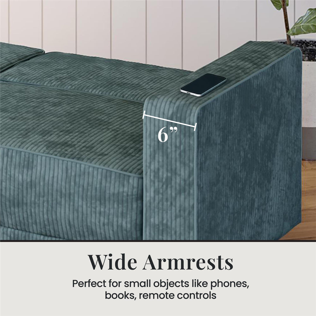 Allie Corduroy Futon Sofa Bed - Teal Corduroy - 3-Seater