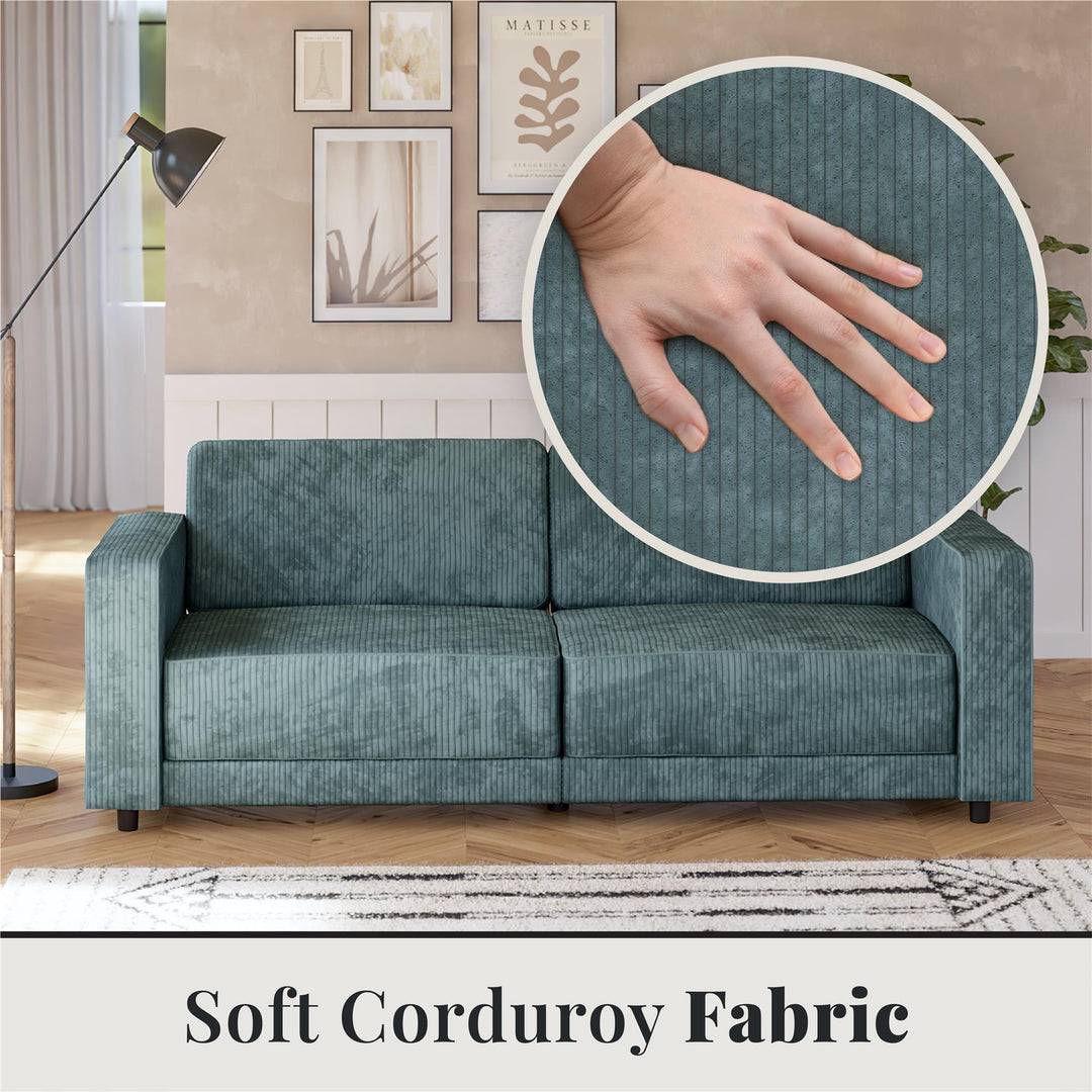 Allie Corduroy Futon Sofa Bed - Teal Corduroy - 3-Seater