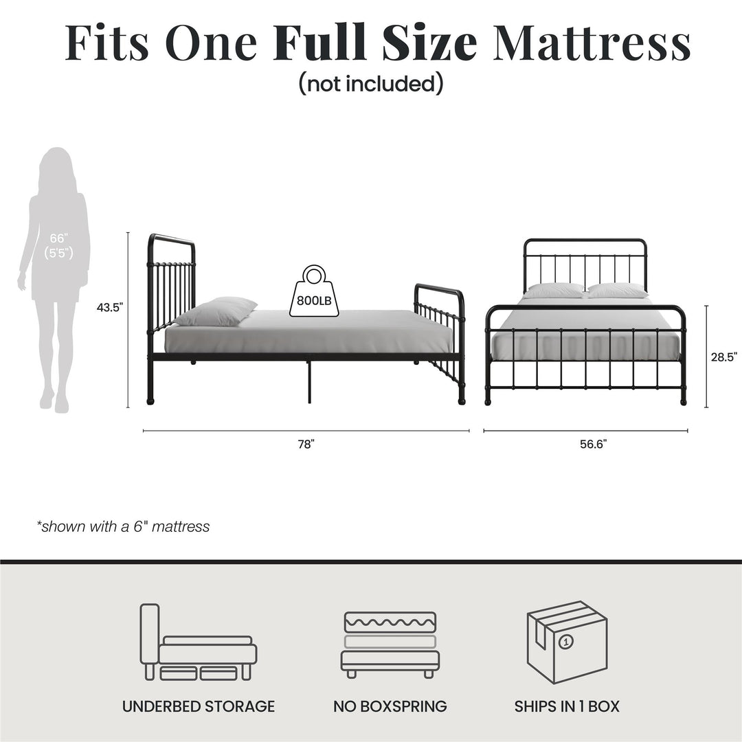 Ainsley Full Metal Platform Bed Frame with Headboard and Footboard - Black - Full