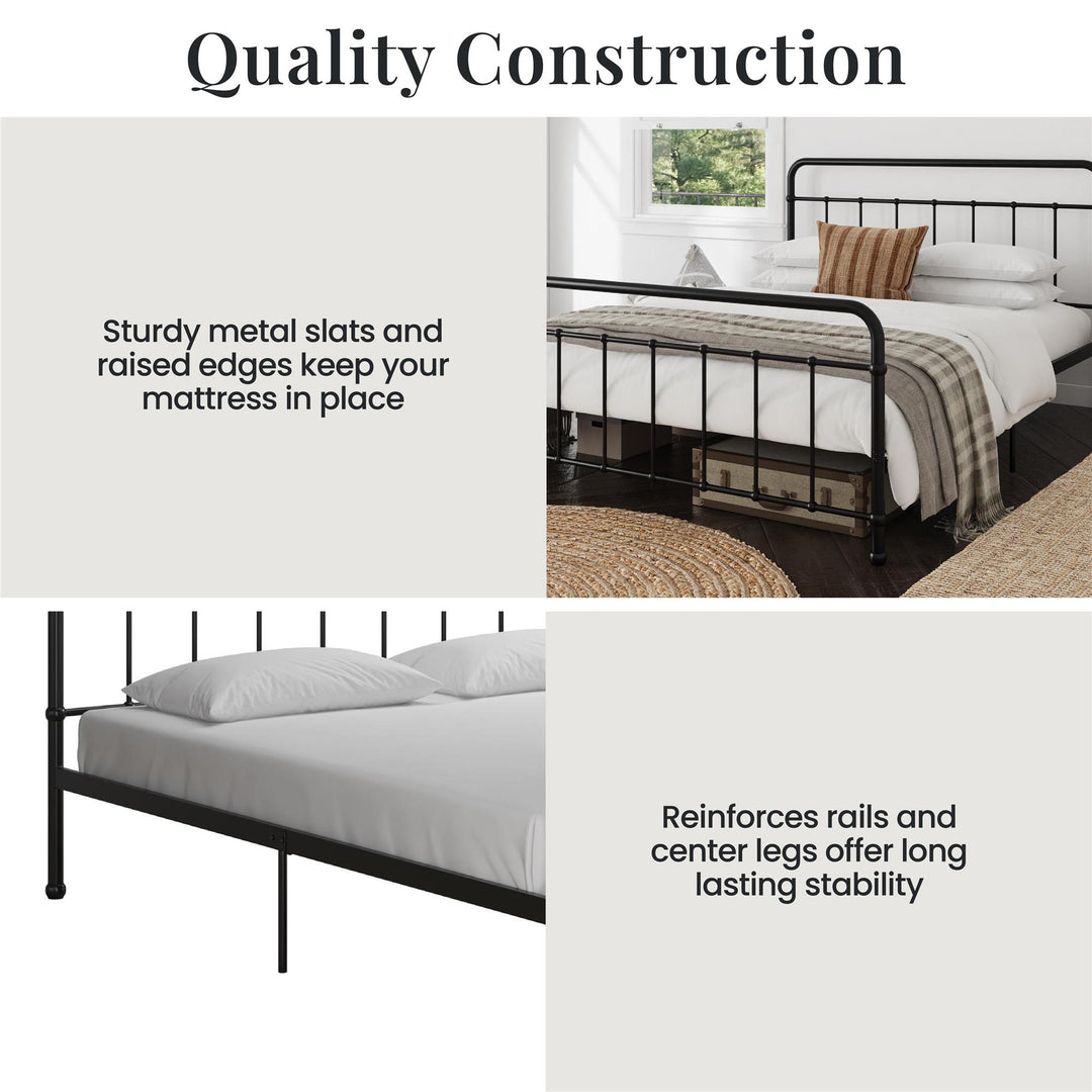 Ainsley Full Metal Platform Bed Frame with Headboard and Footboard - Black - Full