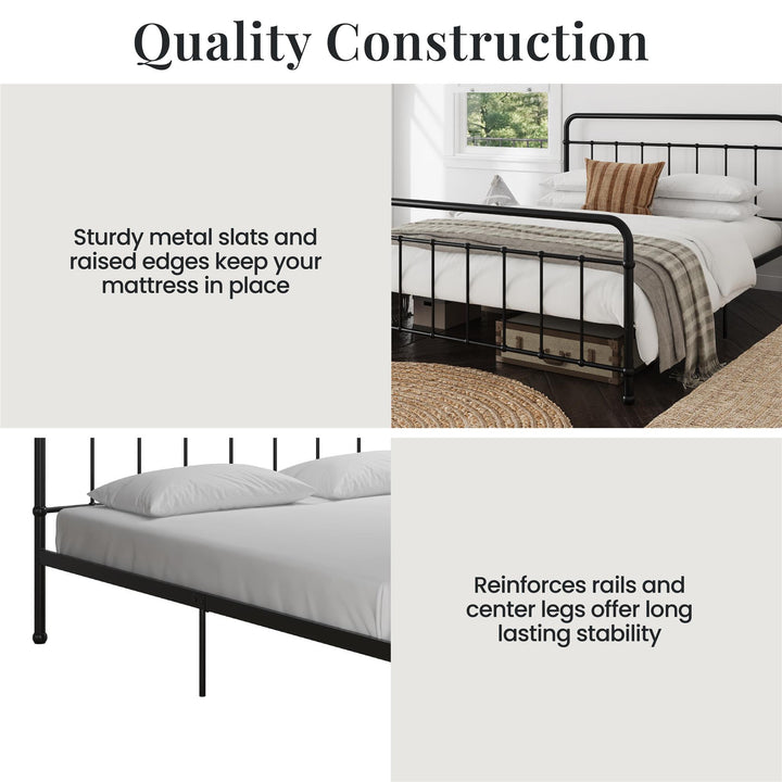 Ainsley Full Metal Platform Bed Frame with Headboard and Footboard - Black - Full