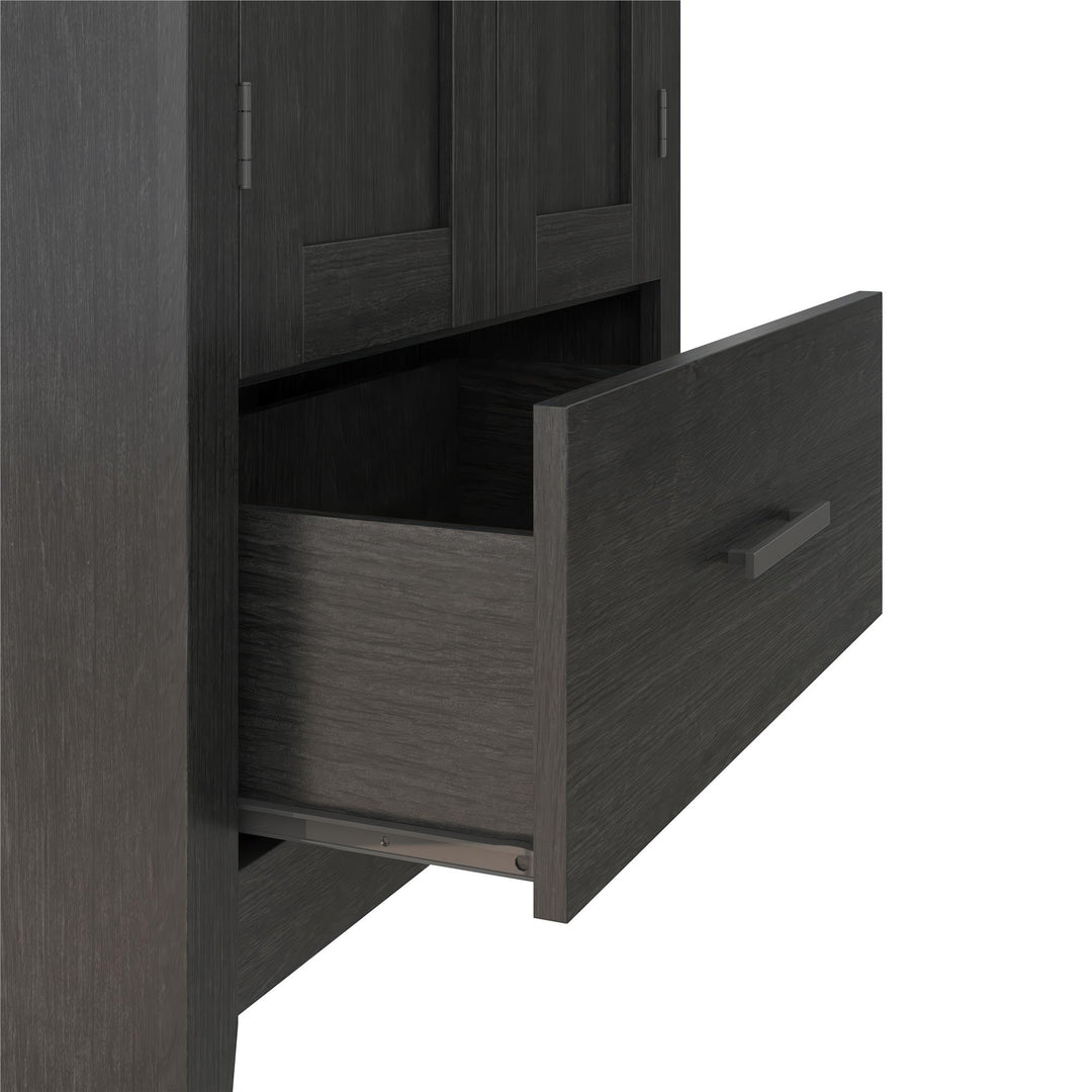 Farmhouse 2-Door, 1-Drawer Storage Cabinet - Shadow Oak - Tall
