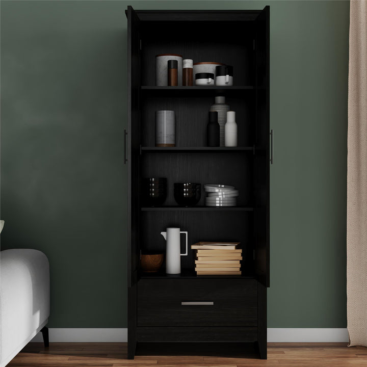 Farmhouse 2-Door, 1-Drawer Storage Cabinet - Shadow Oak - Tall