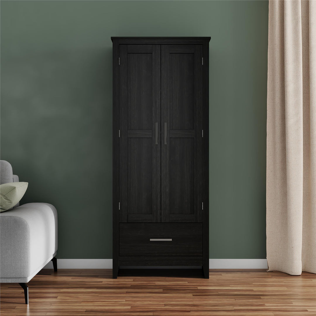 Farmhouse 2-Door, 1-Drawer Storage Cabinet - Shadow Oak - Tall