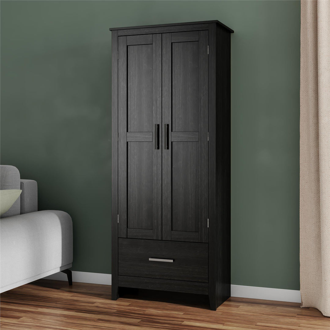 Farmhouse 2-Door, 1-Drawer Storage Cabinet - Shadow Oak - Tall