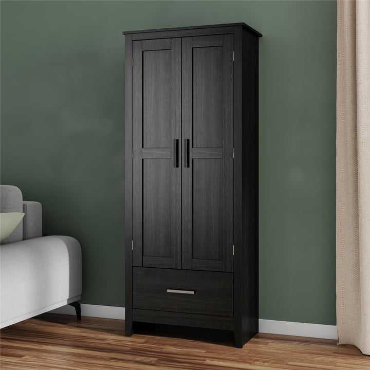 Farmhouse 2-Door, 1-Drawer Storage Cabinet - Shadow Oak - Tall