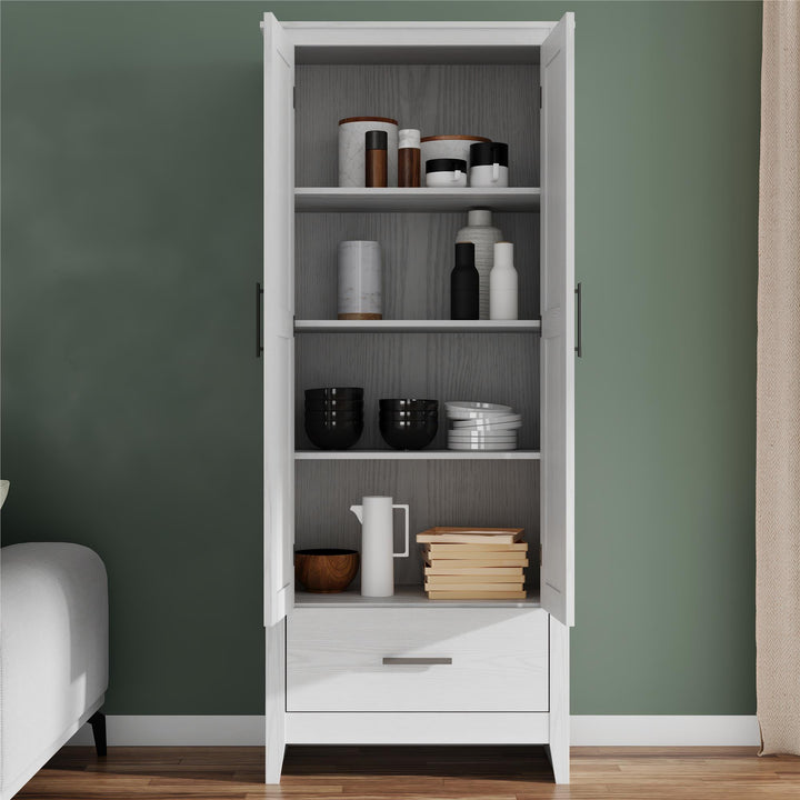 Farmhouse 2-Door, 1-Drawer Storage Cabinet - Federal White - Tall