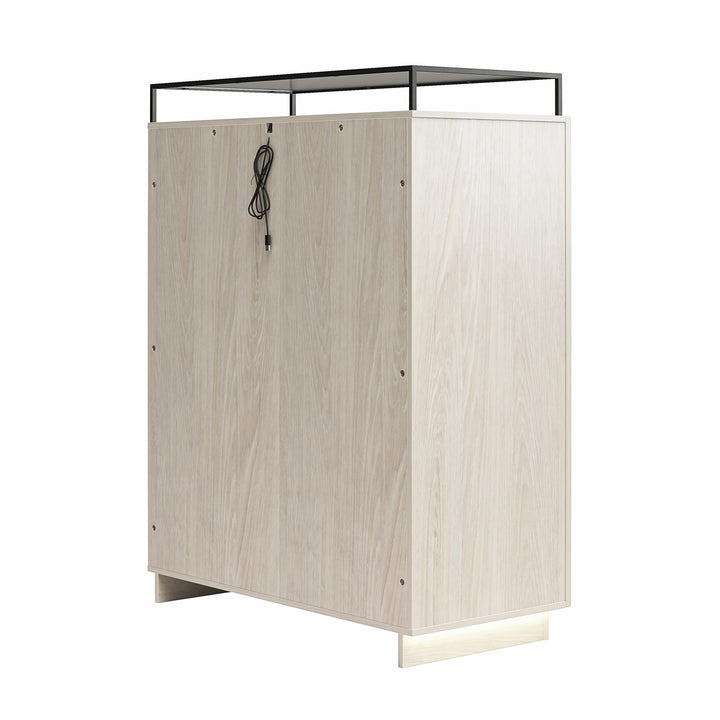 Devon 4-Drawer Dresser with Door, LED Lights and Glass Top - Eden Ash