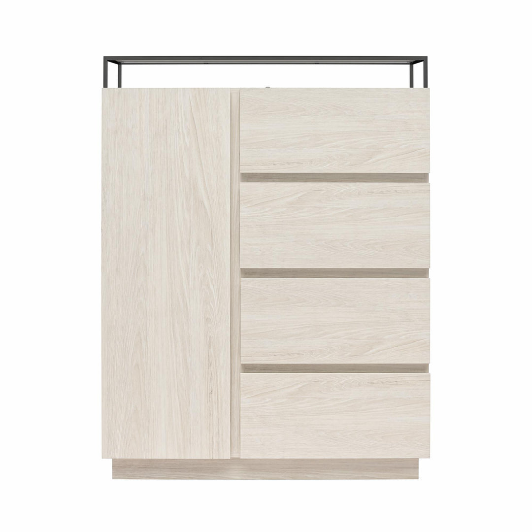 Devon 4-Drawer Dresser with Door, LED Lights and Glass Top - Eden Ash