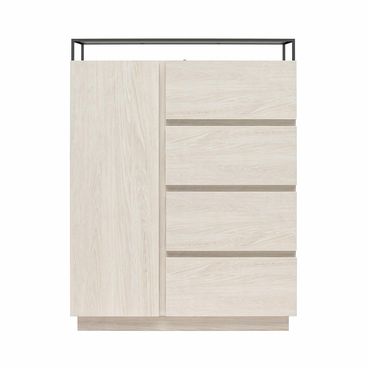 Devon 4-Drawer Dresser with Door, LED Lights and Glass Top - Eden Ash