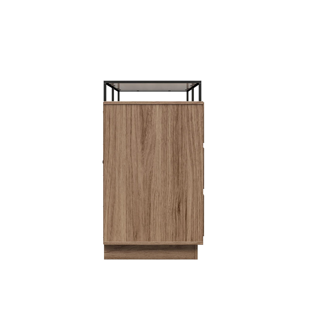 Devon 6-Drawer Dresser with LED Lights and Glass Top - Danish Walnut - 6 Drawer