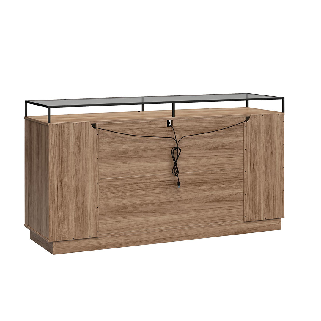 Devon 6-Drawer Dresser with LED Lights and Glass Top - Danish Walnut - 6 Drawer