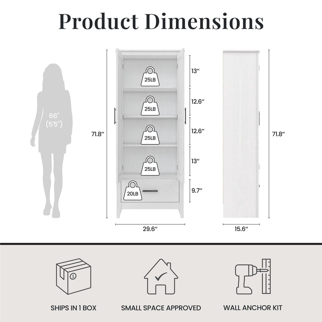 Farmhouse 2-Door, 1-Drawer Storage Cabinet - Federal White - Tall