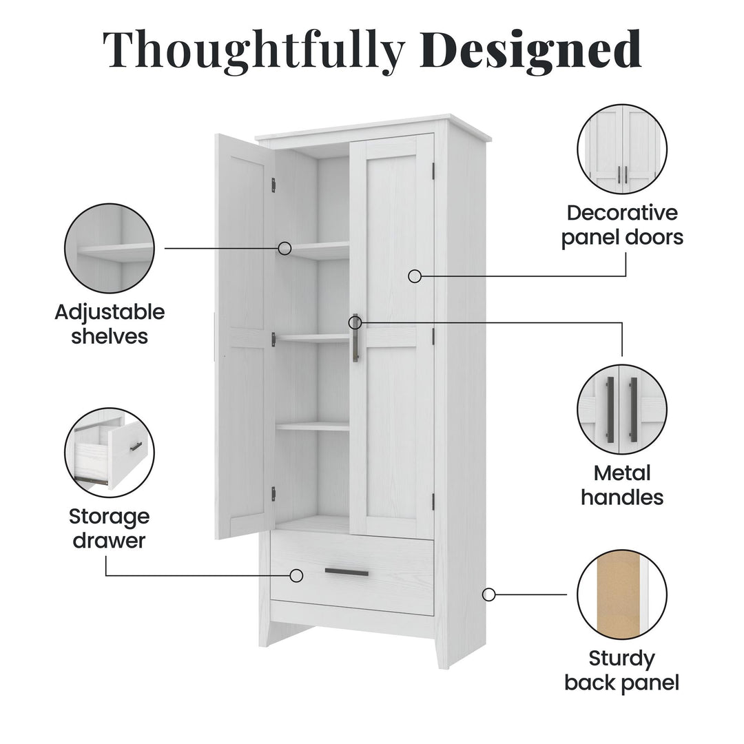 Farmhouse 2-Door, 1-Drawer Storage Cabinet - Federal White - Tall