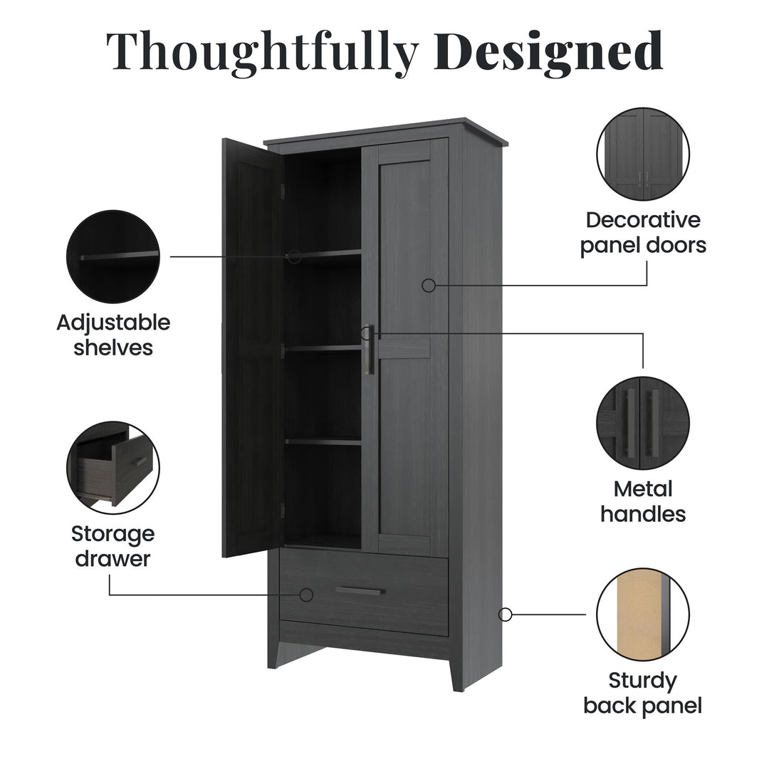 Farmhouse 2-Door, 1-Drawer Storage Cabinet - Shadow Oak - Tall