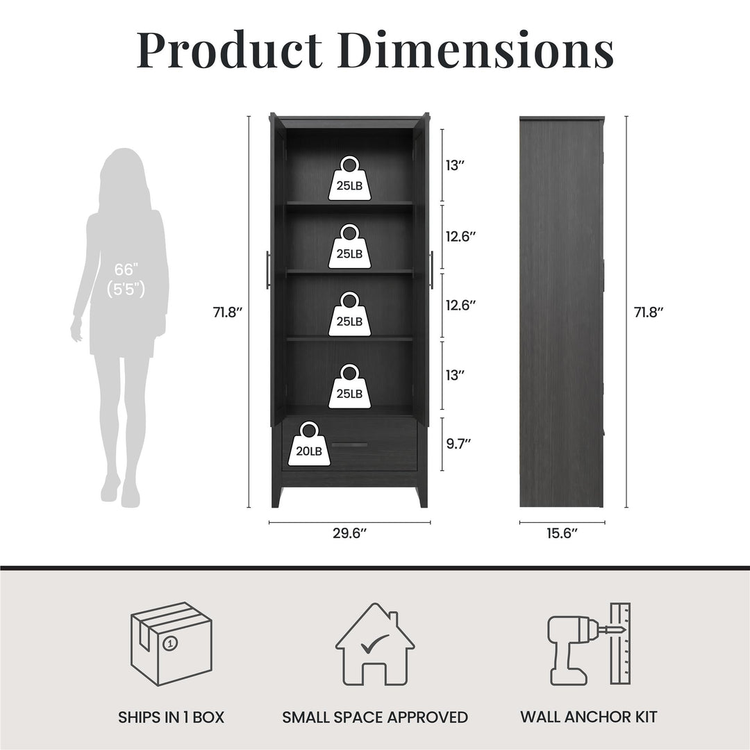 Farmhouse 2-Door, 1-Drawer Storage Cabinet - Shadow Oak - Tall