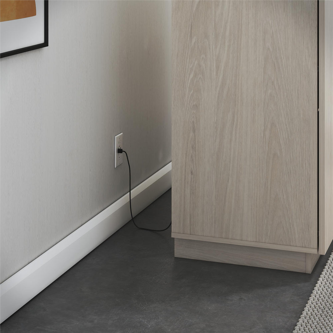 Devon 4-Drawer Dresser with Door, LED Lights and Glass Top - Eden Ash