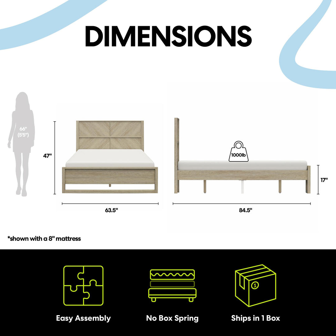 Archer Wood Bed Frame with Headboard - Mesa - Queen
