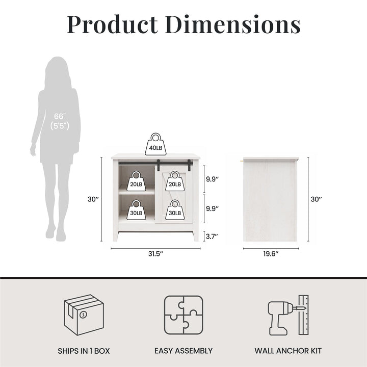 Alton Nightstand with Sliding Barn Door and 4 Shelves - Magnolia Oak