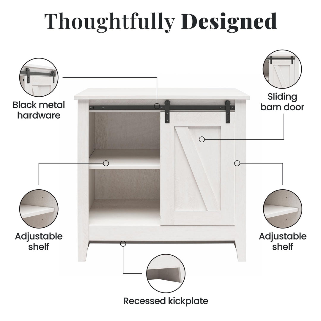 Alton Nightstand with Sliding Barn Door and 4 Shelves - Magnolia Oak