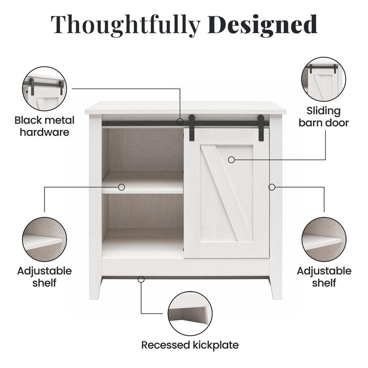 Alton Nightstand with Sliding Barn Door and 4 Shelves - Magnolia Oak
