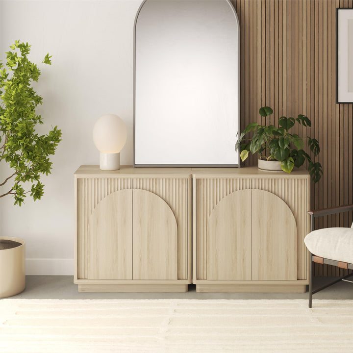 Arbor Accent Cabinet with Arched Front, Blonde Oak - Blonde Oak