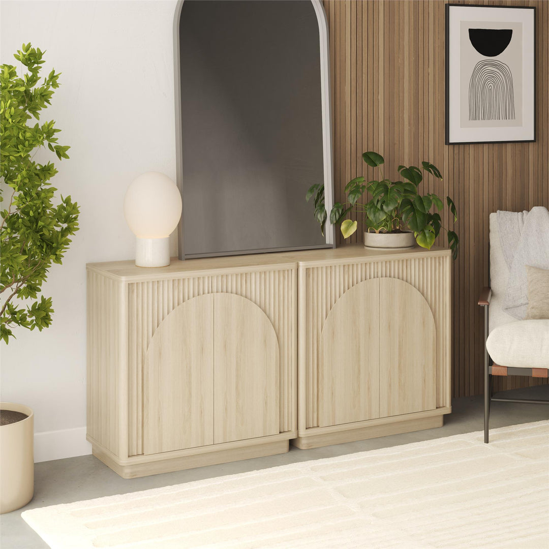 Arbor Accent Cabinet with Arched Front, Blonde Oak - Blonde Oak