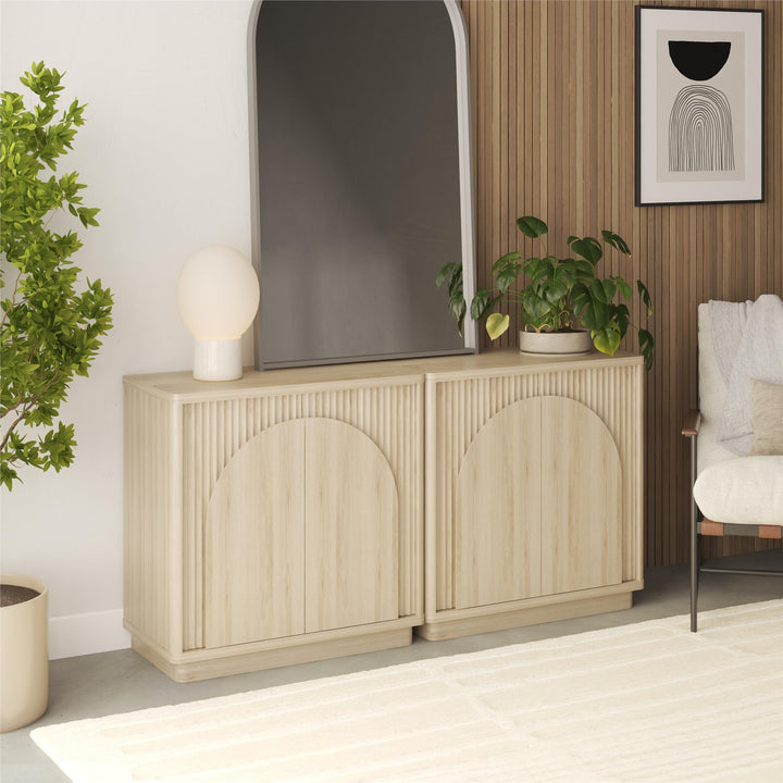 Arbor Accent Cabinet with Arched Front, Blonde Oak - Blonde Oak