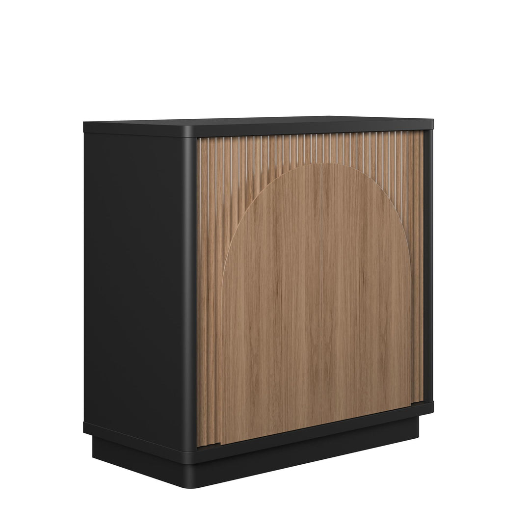 Arbor Accent Cabinet with Arched Front, Walnut and Black - Danish Walnut
